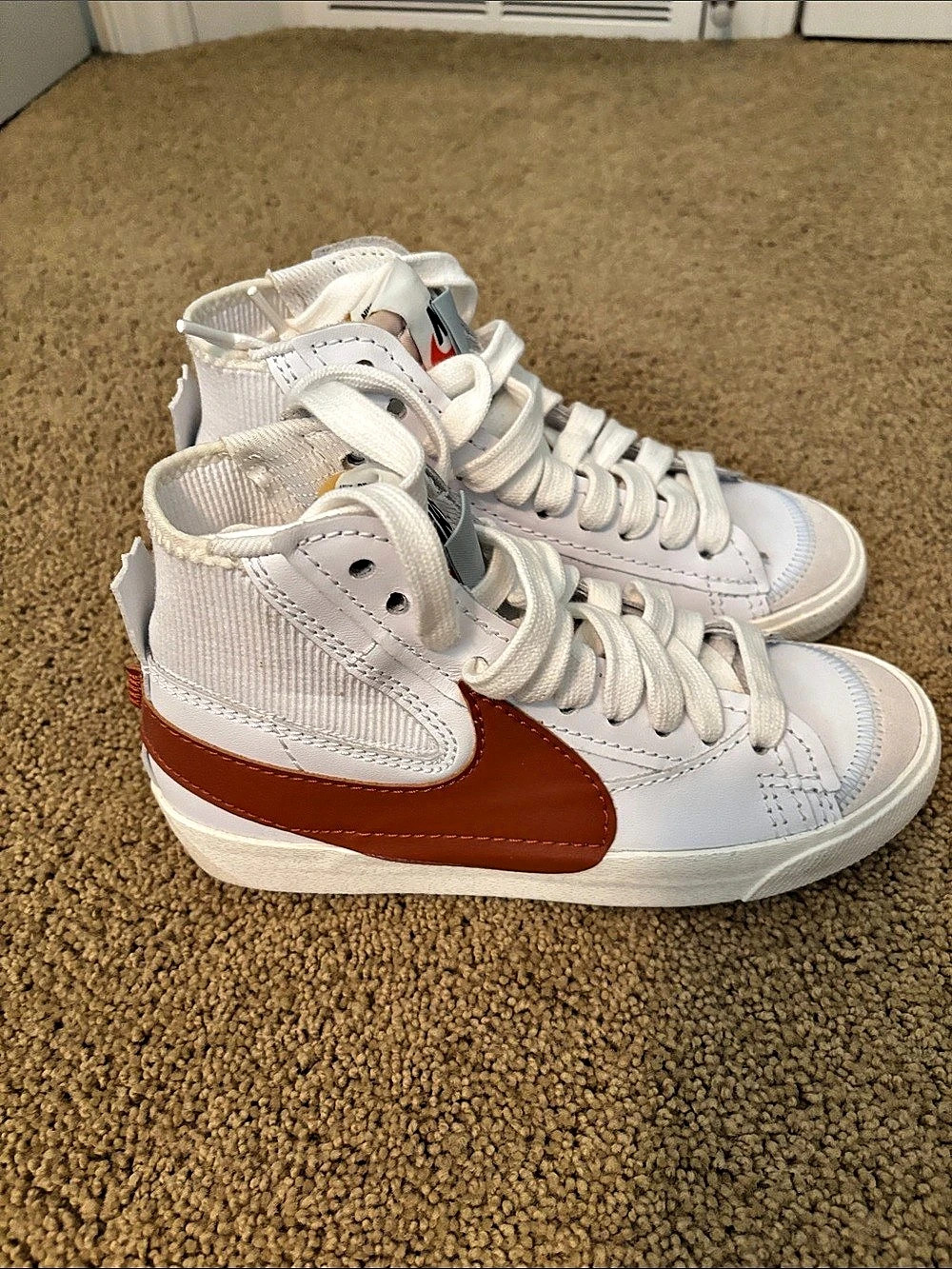 Nike Blazer Mid Rebel White Fuel Orange & Brown High Top Sneakers